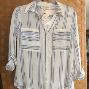 Striped Button-Up 3/4 Sleeved Women’s Top